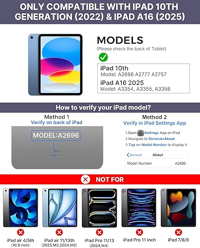 Miniatura 16 de typecase Funda táctil para iPad de 10ª generación con teclado (10.9 pulgadas, 2022) y iPad A16 (11ª generación, 2025) – Rotación de 360°, Verde