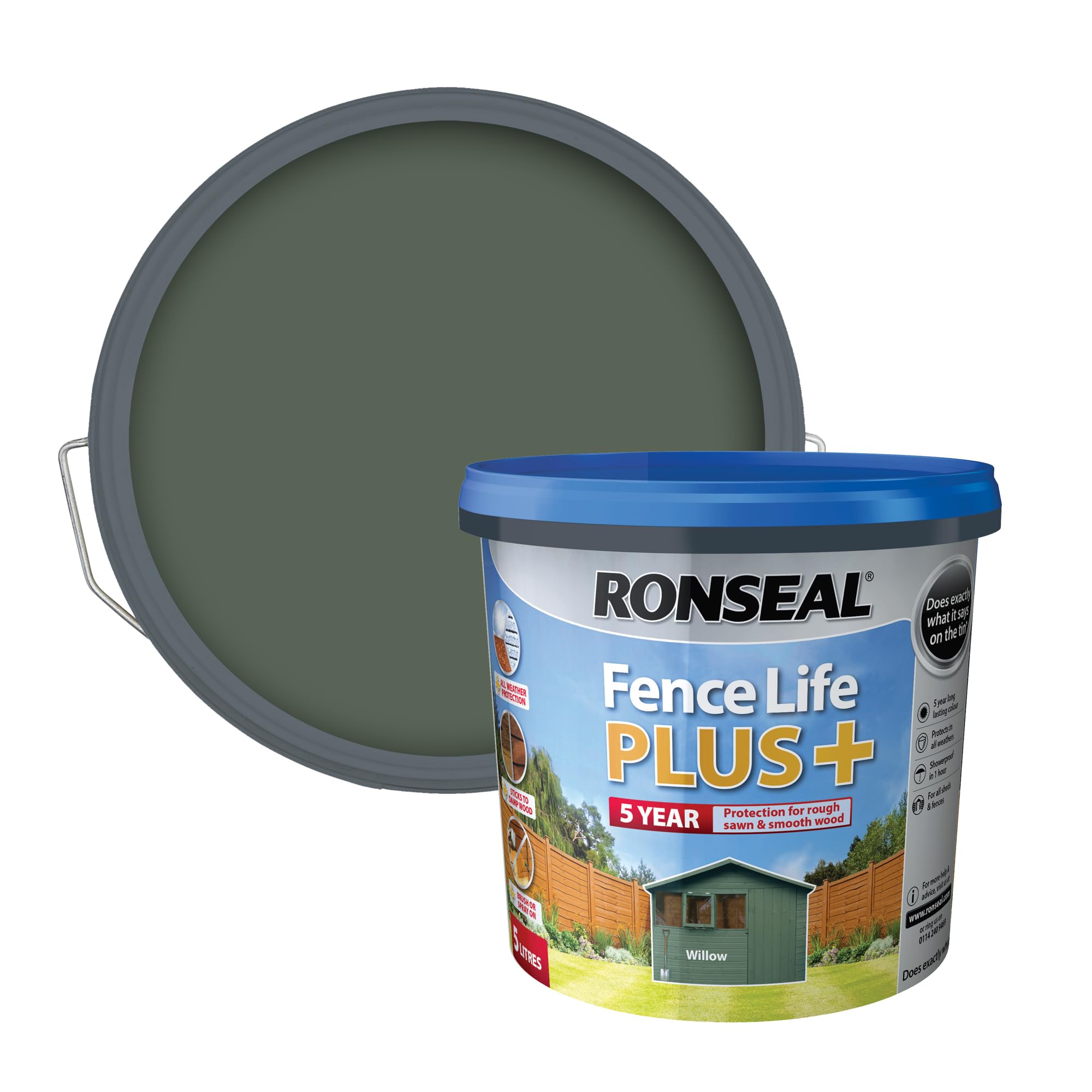 Ronseal Willow Rslflppw5l 5 Litre Fence Life Plus Paint