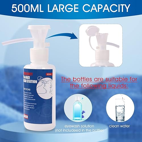 Miniatura 3 de Ezcasch Paquete de 2 estaciones de lavado de ojos de emergencia portátiles dobles de 16.9 fl oz, kit de vasos para lavar los ojos, aprobado por