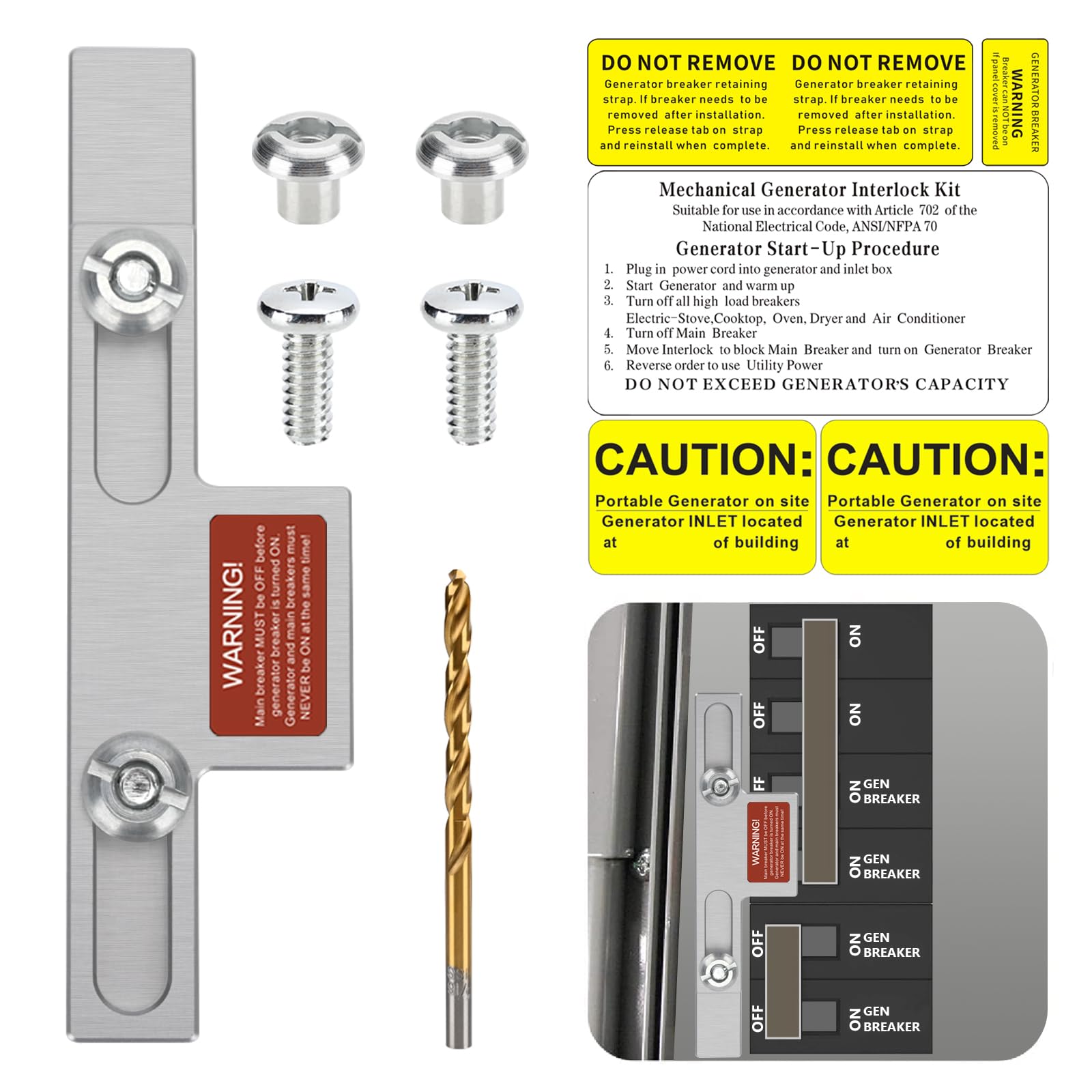 PFCKE Generator Interlock Kit Compatible with Square D Generator Interlock Kit for Homeline Meter Main 150 or 200 amp Breaker，for Safe Usage of