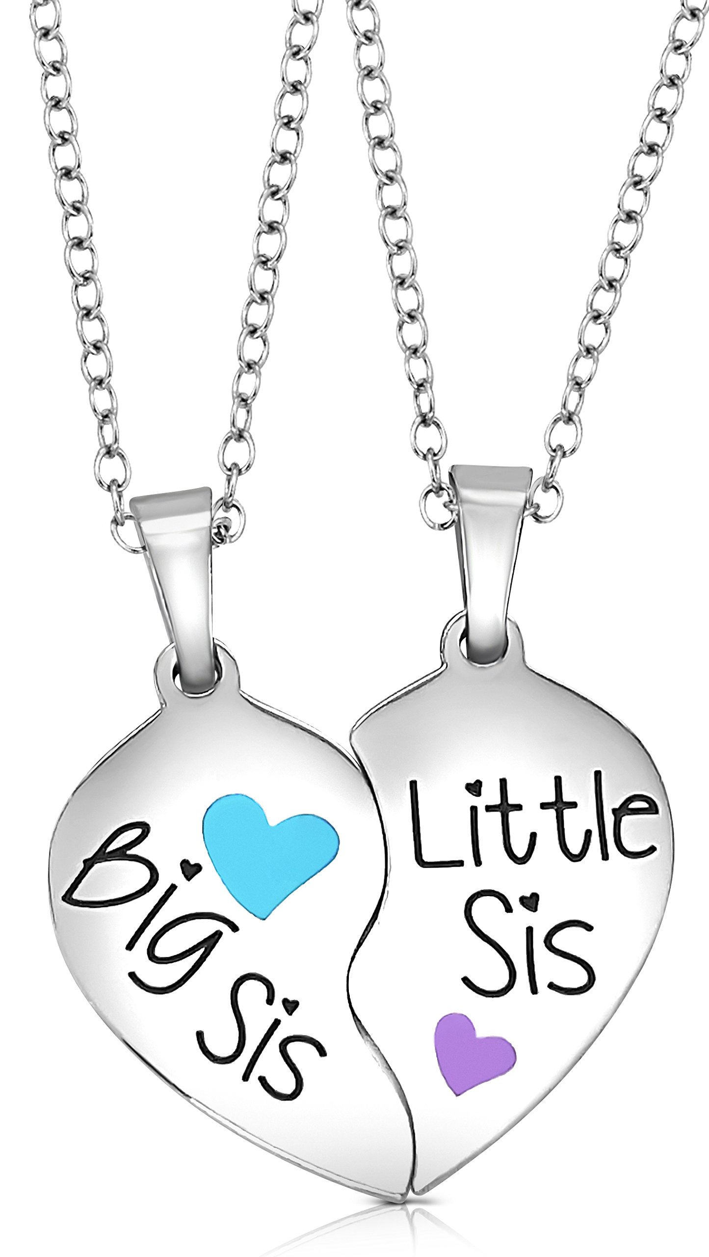 SheridanStarBig Sister & Little Sister Split Broken Heart Pendant Necklaces for Girls, Teens, Women, Puzzle Heart Necklace Jewelry Gift Set for 2