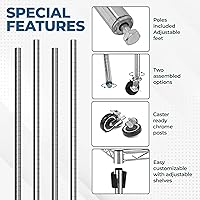 Vista 7 de Postes de estantería de alambre cromado de acero inoxidable – Juego de 4 postes (14 pulgadas) – Resistentes, grado comercial para estantes