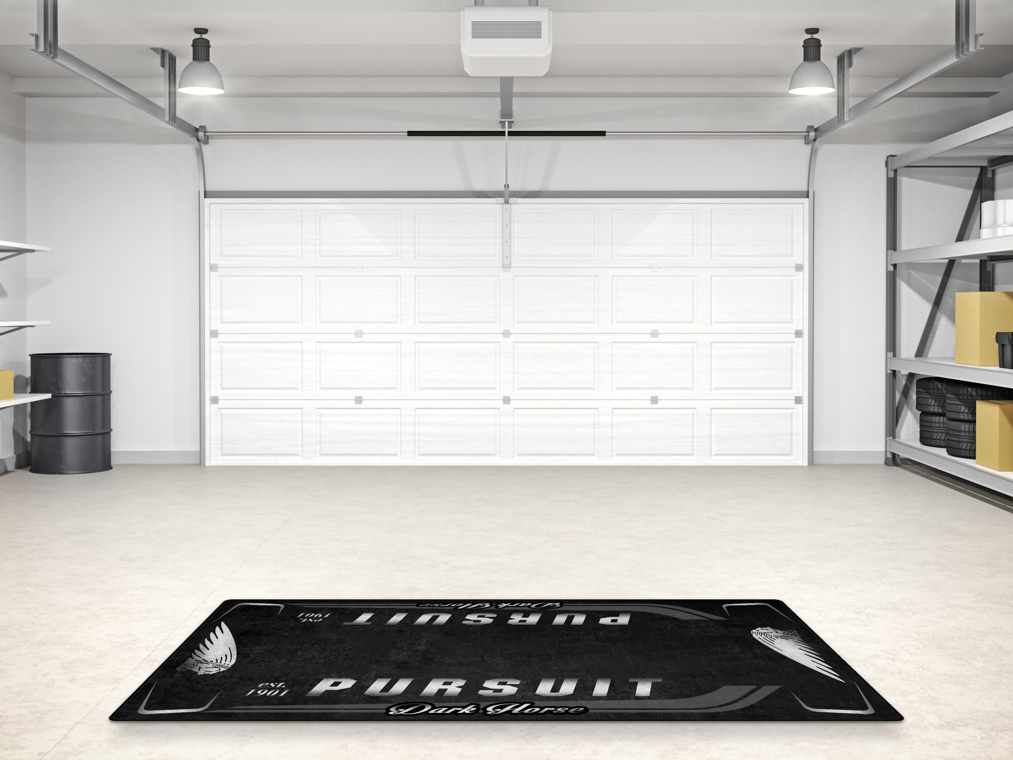 Wibeart MPM Motorcycle Mat For Pursuit Dark Horse Washable Non-Slip Oil & Water Resistant Parking Pitmat For Garage, Showroom, Workshop Use | Black Smoke - Size 2: 102 X 47/260 X 120 Cm