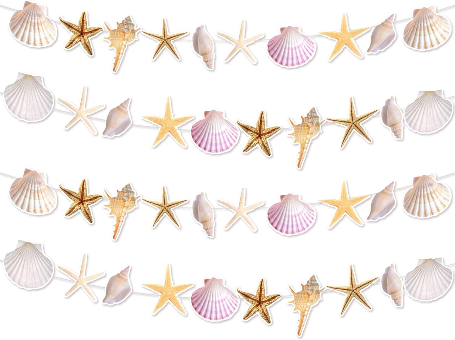 Amazon.com: 4 PCS Starfish Seashell Banner Coastal Beach Bachelorette ...
