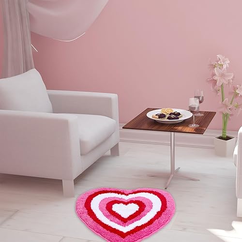 Miniatura 7 de Alfombra de baño para el día de San Valentín, alfombra de baño con forma de corazón rojo y rosa, alfombra de baño antideslizante para puerta