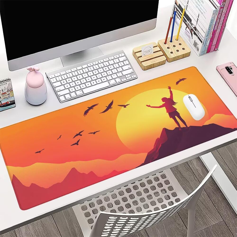 Alfombrilla de Mouse para Juegos, Giallo, XXL, Antideslizante, Impermeable, Diseño de Il picco, Extendido, Grande, 1200x600x3mm, para PC, Laptop, Ufficio, Famiglia d-622
