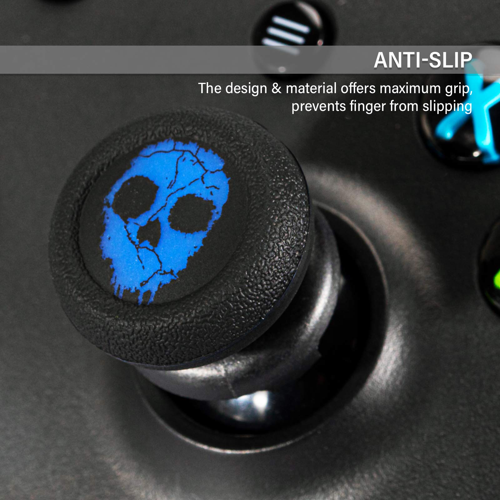 Playrealm FPS Bâton Prises de Pouce Thumbstick Grip et Prolongateur Impression Caoutchouc Silicone Poignée Couvrir 2 ensembles pour Manette Xbox Series X/S et Xbox One (Fantôme Bleui)