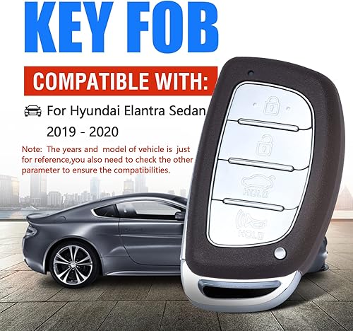 Miniatura 3 de Reemplazo de llavero de entrada remoto inteligente sin llave para Hyundai Elantra 2019 2020 4 botones 433.92MHz 8A chip (FCCD: CQOFD00120 P/N: