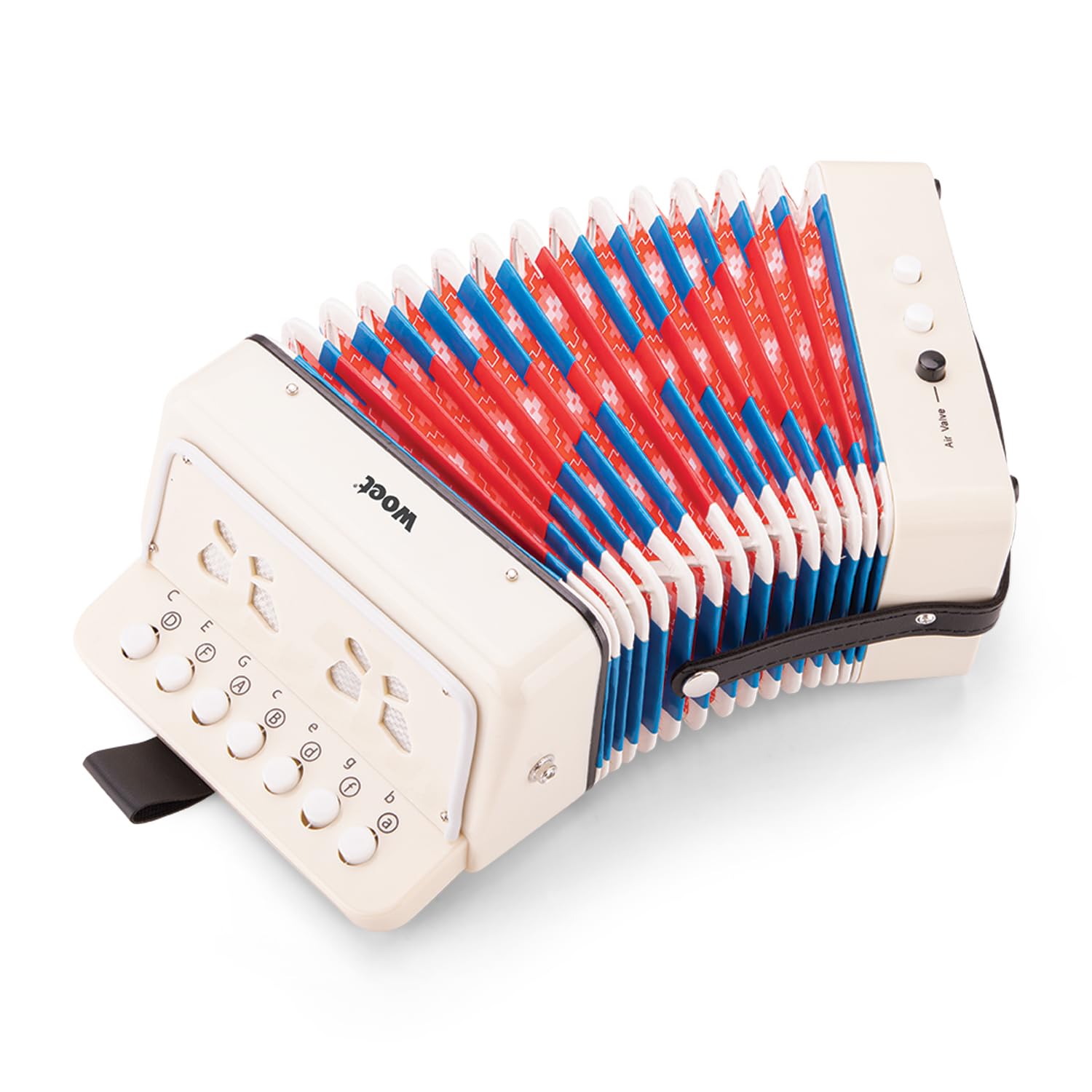 Woet® Accordéon Jouet Blanc pour Enfants, Instrument de Musique avec Livret de Chansons et 8 Chansons, Jouet Éducatif Débutant, Développement Musical, À Partir de 3 Ans