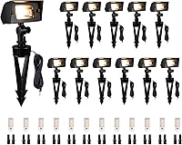 Vista 25 de Gardenreet Luz de inundación de latón macizo – Luz LED de lavado de pared de bajo voltaje para paisaje, 12 V, resistente al agua cableada al aire