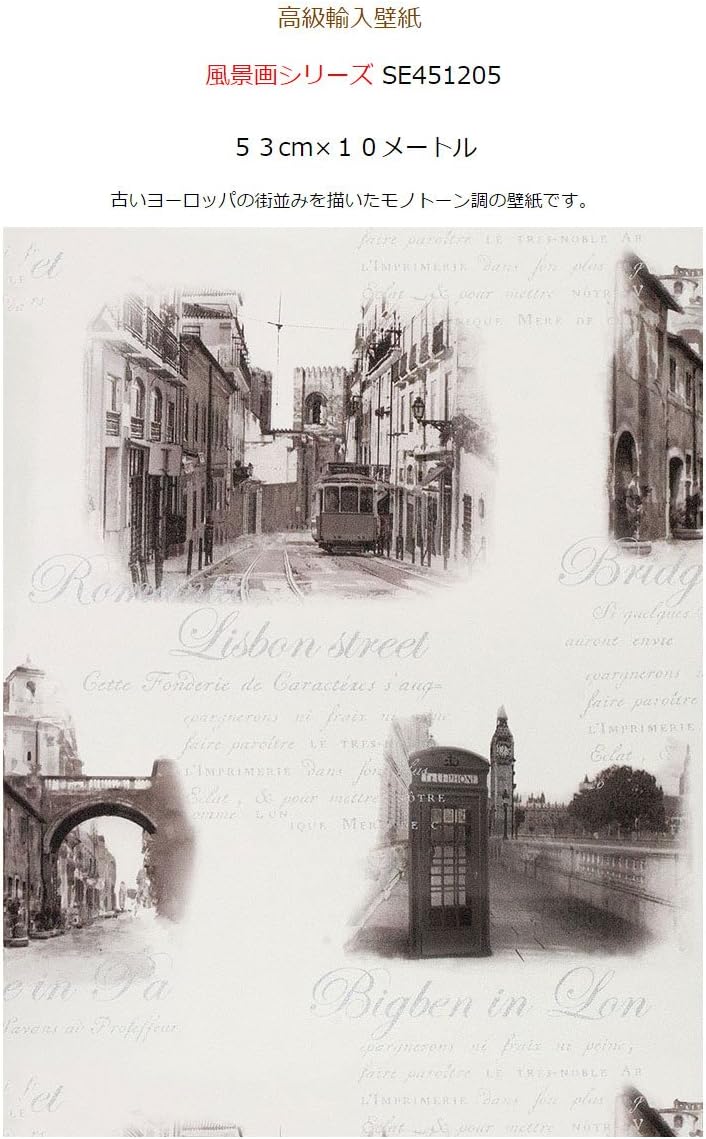 Amazon 高級輸入壁紙 古いヨーロッパの街並みを描いたアンティーク調の壁紙壁紙 Se4515 壁紙