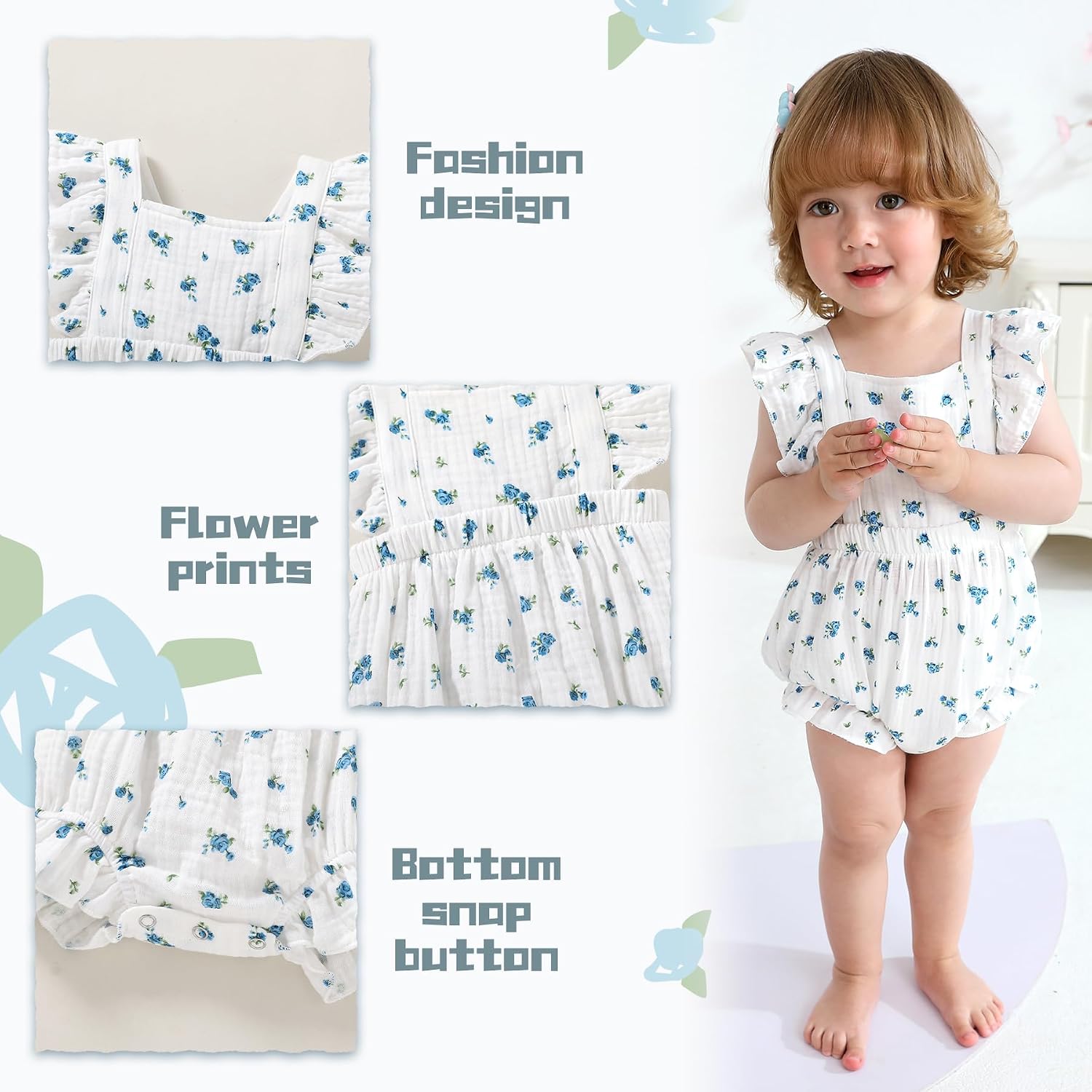 Happy Town Newborn Baby Girl Clothes Infant Summer Romper Sleeveless Floral Cute Outfits One Piece Jumpsuit Bodysuit image 4