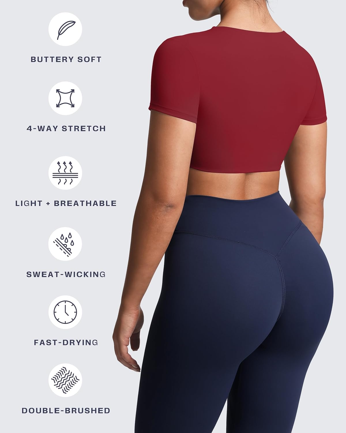 Aoxjox Short Sleeve Crop Tops for Women Sienna Twist Deep V Workout Cropped T Shirt Top - Image 4