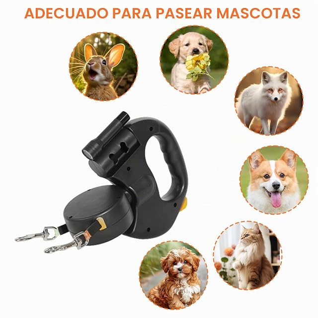 Foto 6 de 7 de Correa Retráctil Doble para Perro, Correa para Perros con Luz, Correa para Perros De 3 Metros