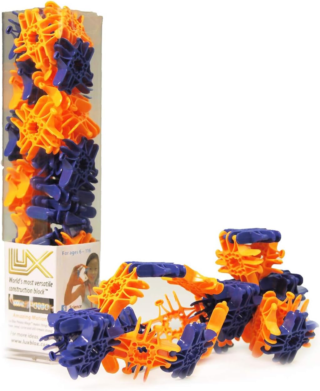 Orange and Blue Fidget Flexer Set (30 Pieces) Flexible and Versatile Construction Blocks