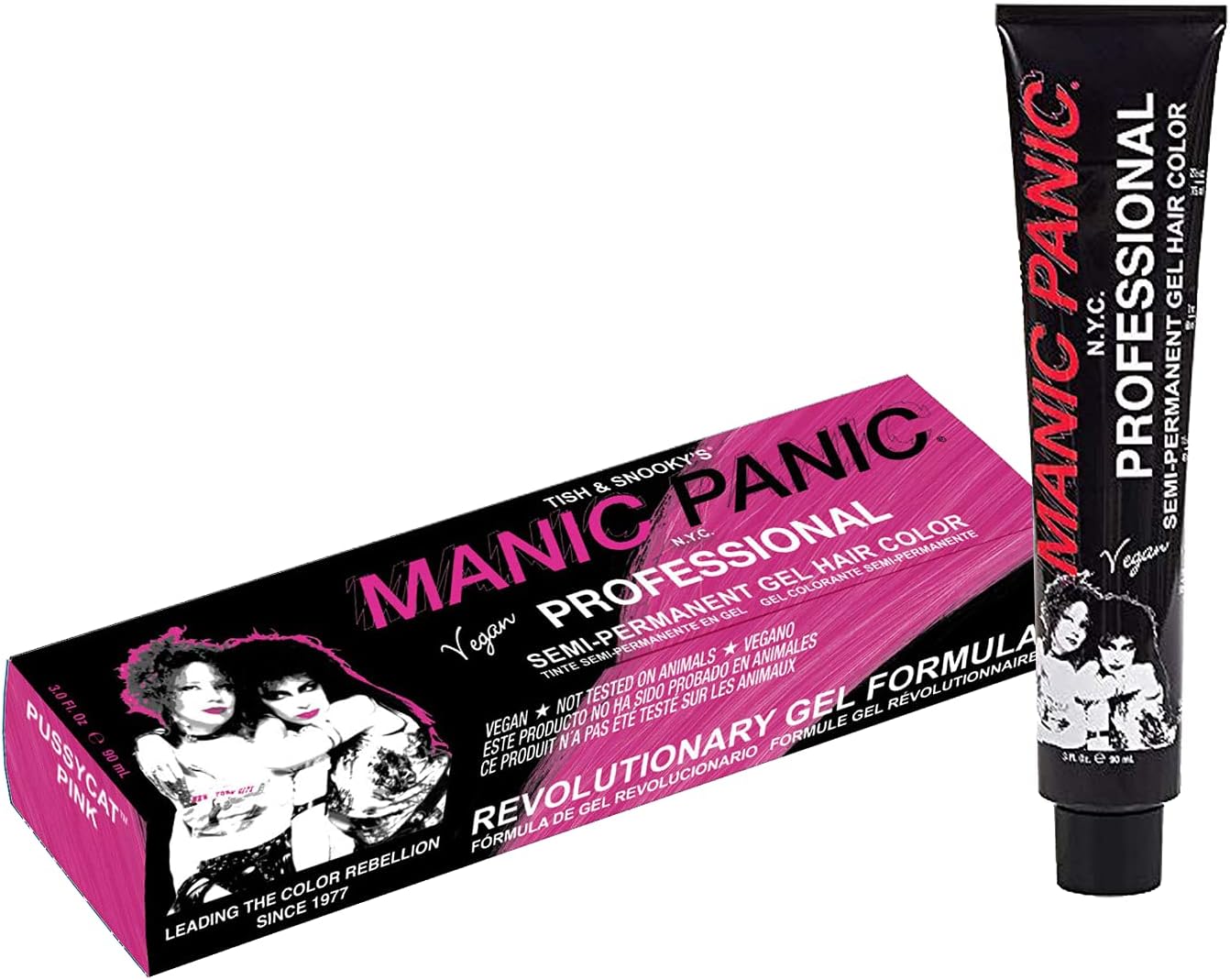 Manic Panic Professional Color Pussycat Pink - Bright Bubblegum Pink Semi Permanent Gel Hair Dye - Glows Under Black Light - Lasts Through 40+ Washes - No Developer Required (3oz)