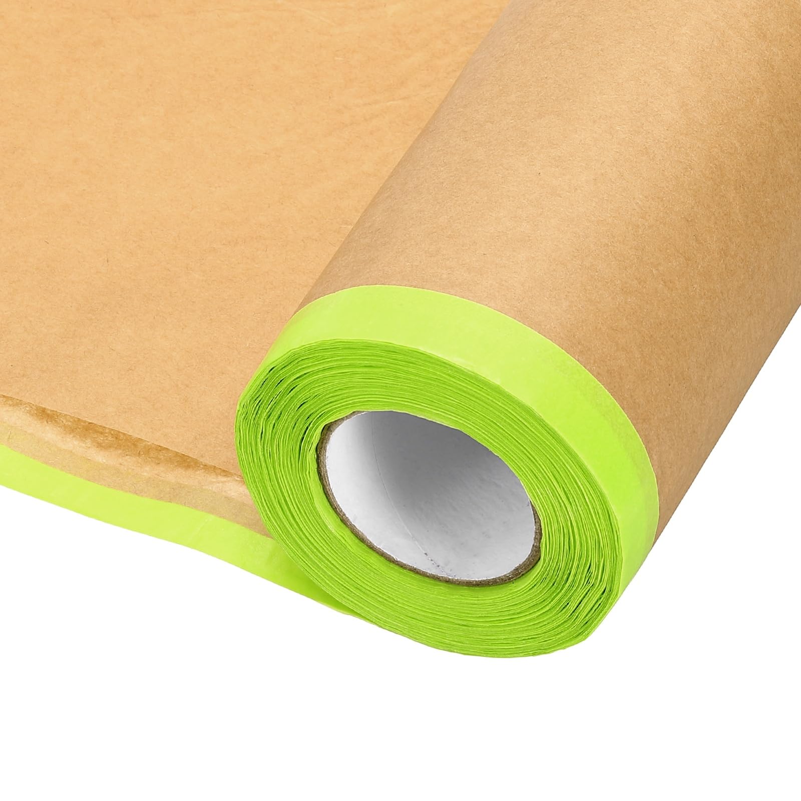 sourcing map 2pcs Pre-Taped Masking Paper, 30CM x 15M/12 x 49 ft Paint Adhesive Protective Paper Painter Tape and Drape for Masking Auto Body Covering Wall Skirting Frames, Green