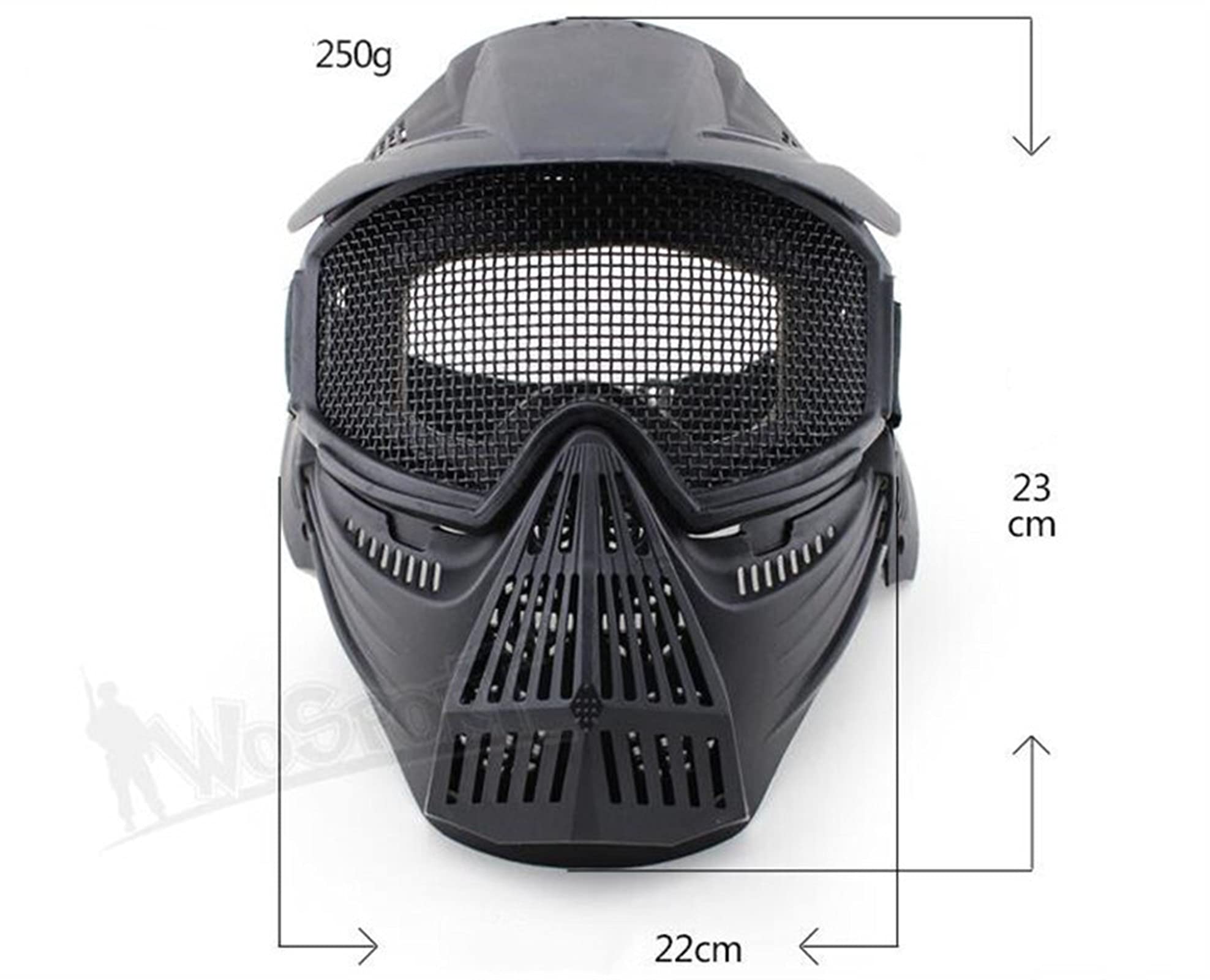 Jungle Leopard Maschera Tattica a Rete in Acciaio Integrale con Protezione Solare for Airsoft CS Shooting CS Games