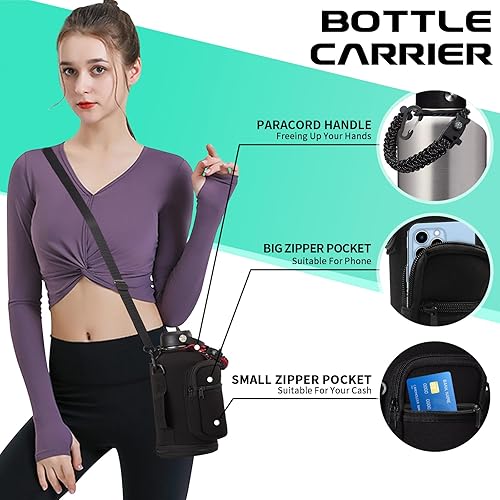 Miniatura 7 de Botella de acero inoxidable de 64 oz (1 galón) con pajilla, aislamiento, jarra de agua de medio galón (boca ancha), termo metálico con asa de cuerda