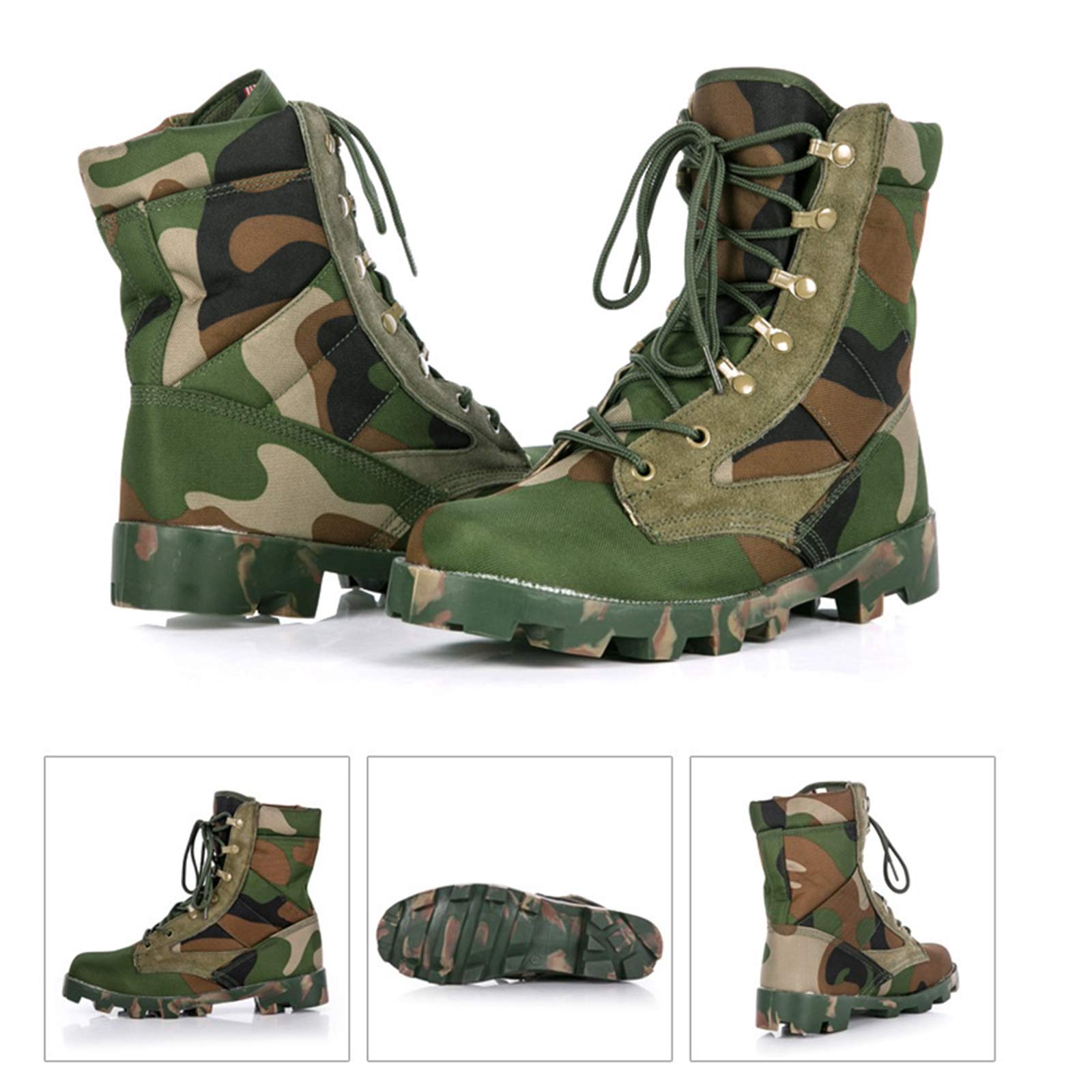 Wygwlg Stivali Tattici mimetici da Uomo Estivi, Scarpe da Trekking Alte Leggere da Esterno Jungle -Canvas,43