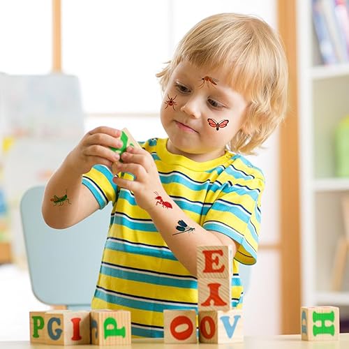 Miniatura 7 de 72 tatuajes temporales de insectos, tatuajes de reptiles, abejas, arañas, escarabajos, mariposas, libélulas, calcomanías de tatuaje falso para