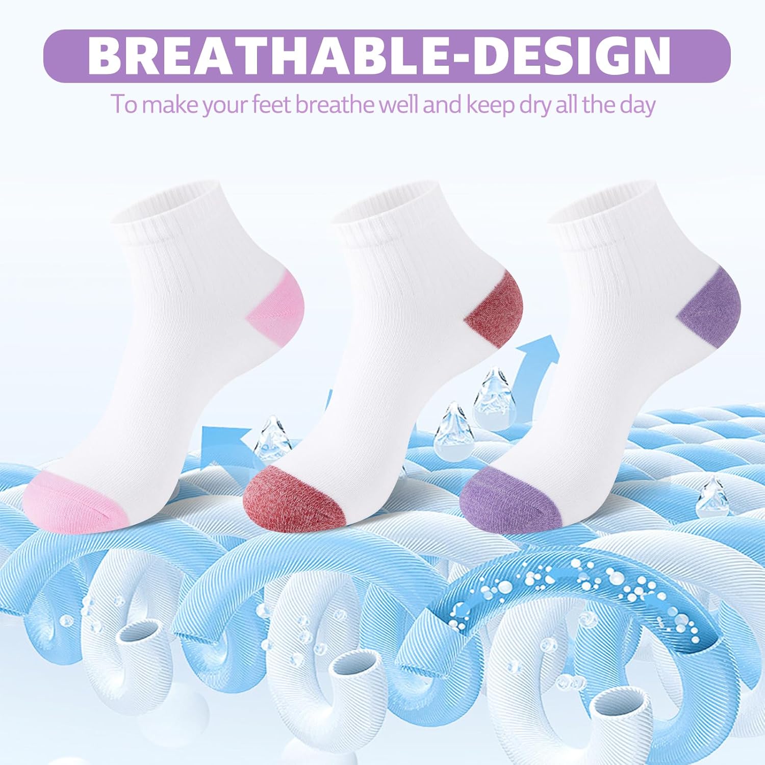 20 Pairs Ankle Socks for Women, Thin Athletic socks women, Running, Breathable In Bulk Sock, Classical Sock Size 5-10 - Image 6