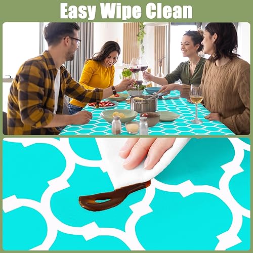 Miniatura 4 de Smiry - Mantel rectangular para mesa de pícnic, impermeable, elástico, ajustable para mesas de 6 pies de vinilo con parte trasera de franela Verde