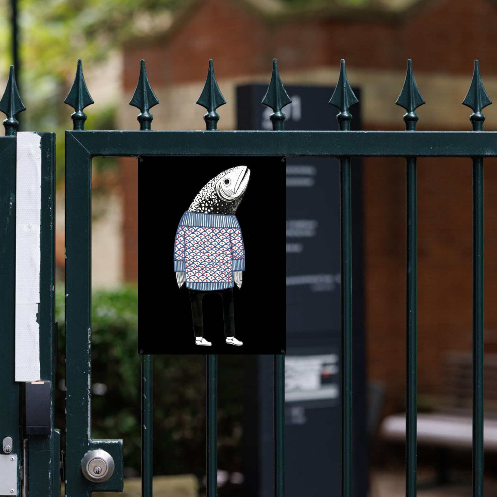 darkblack market メタル　サイン　プレート　標識　看板 Amazon.co.jp: マーク標識カード 和風 和柄 魚人 ブリキ看板