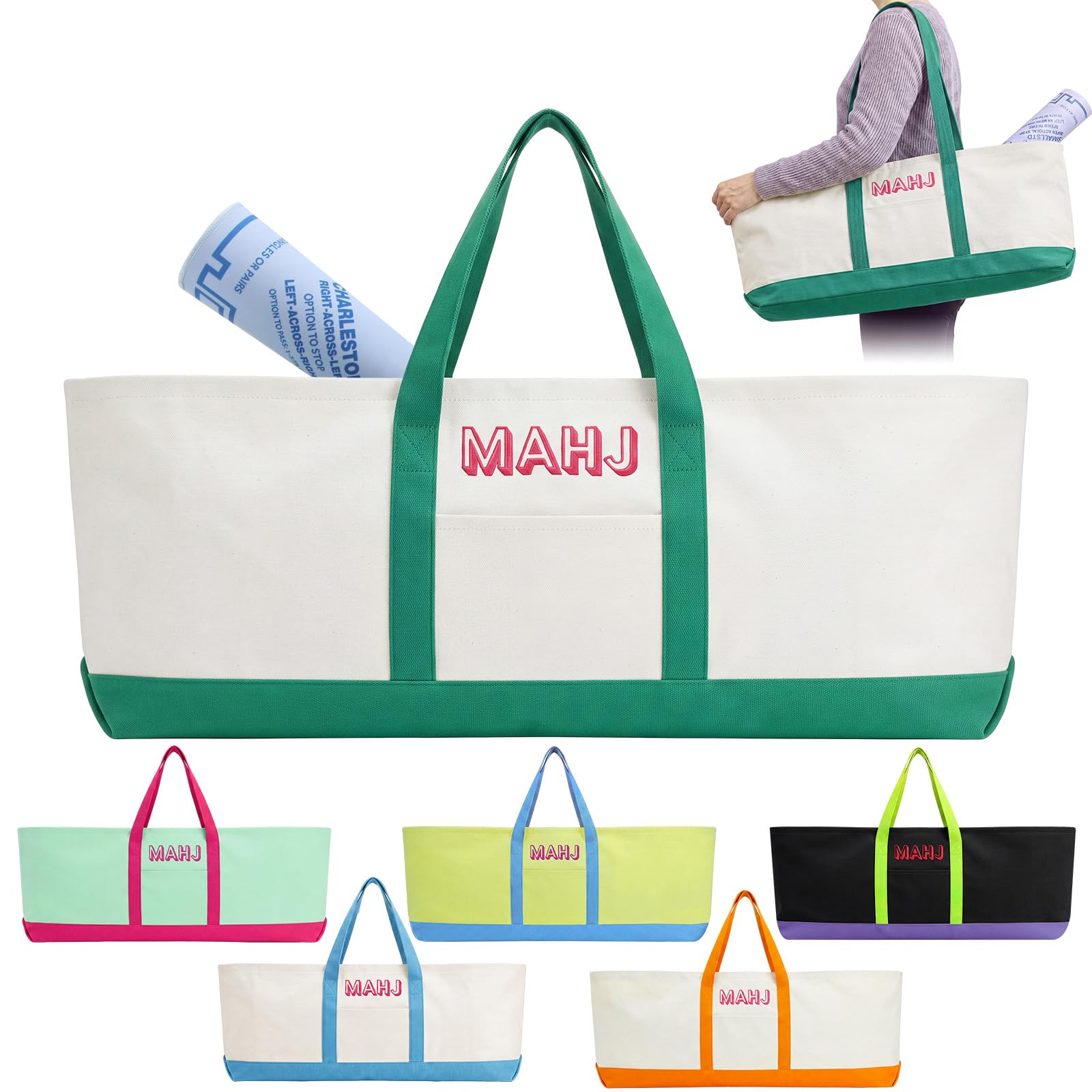 Photo 1 of Sunnymove Mahjong Bag - Green Canvas Tile Carrier