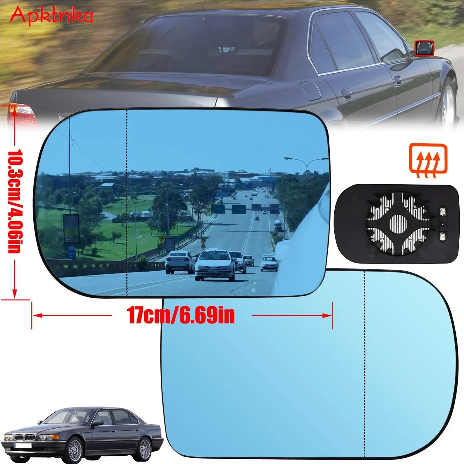 Vetro Dello Specchietto Retrovisore Per BMW Serie 7 E38 5 E39 1995-2003 Specchietto retrovisore sinistro destro riscaldato convesso installare(Left and Right)
