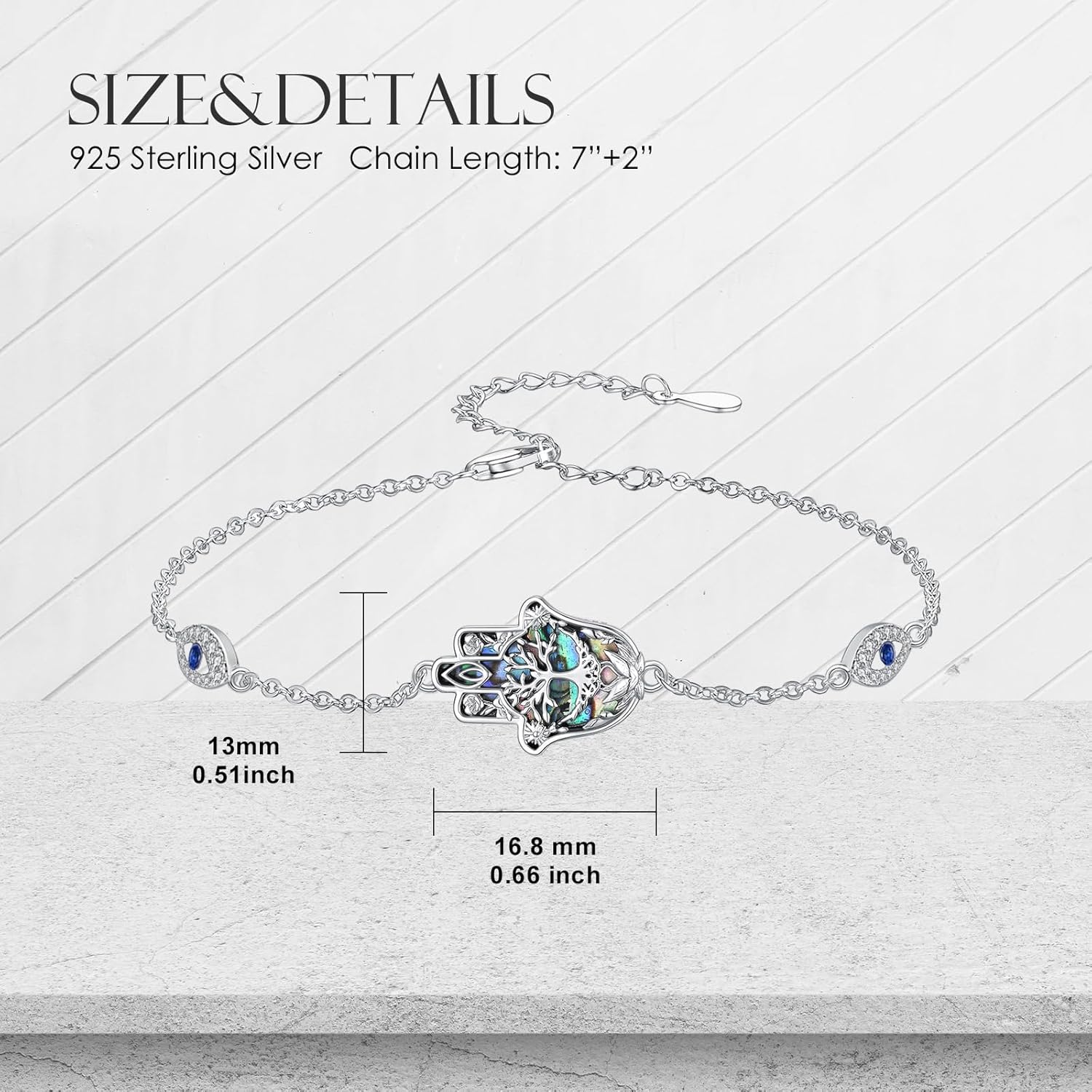 PROESS Hamsa Bracelet 925 Sterling Silver Yin Yang Tree of Life Evil Eye Hamsa Bracelet Hamsas Hand Jewelry Gifts for Women - Image 6