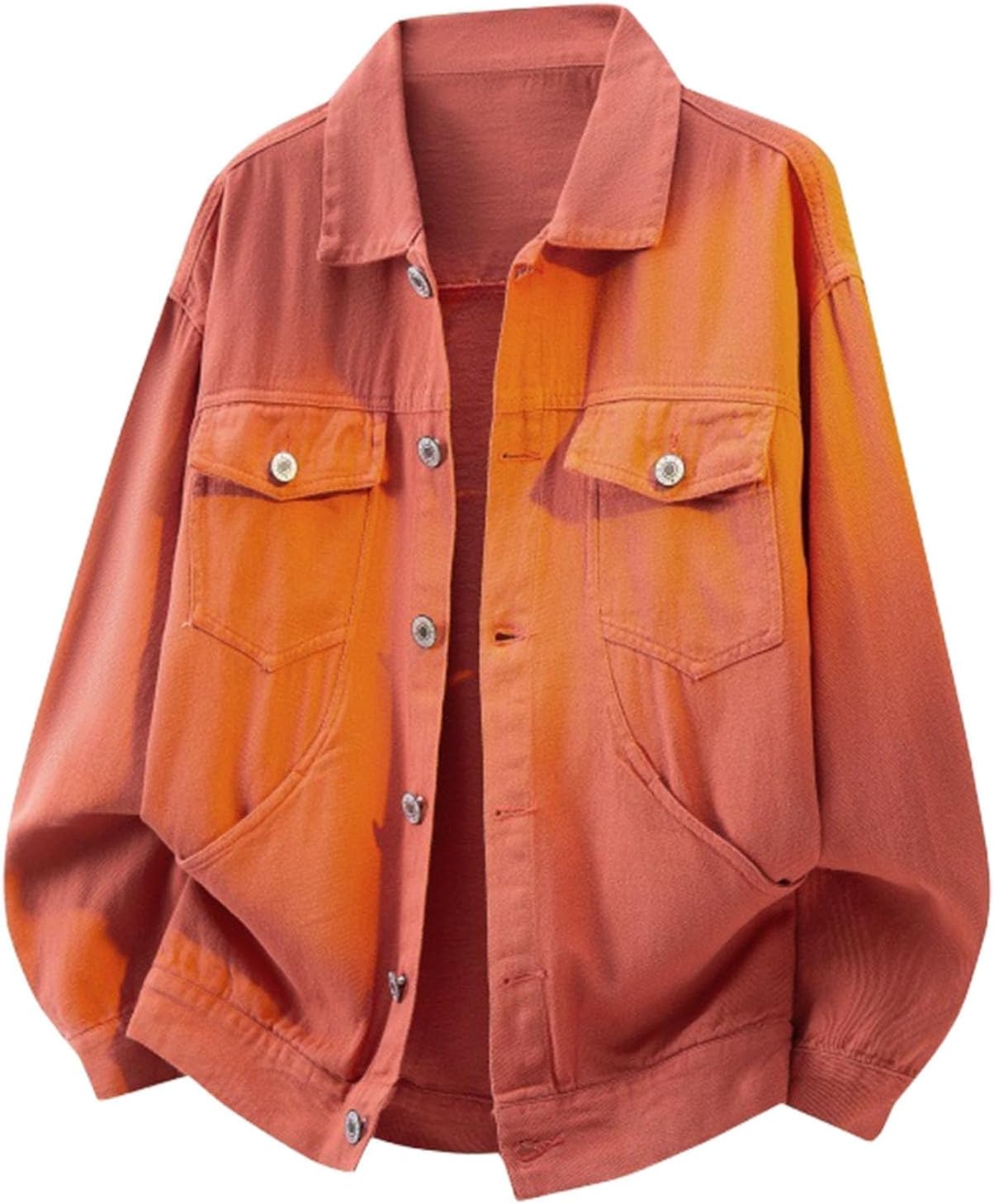 Men's Denim Jean Jacket Casual Button Down Loose Fit Work Shirt Comfy Spring Shacket Summer Shirts with Pockets