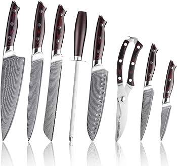 Amazon | ダマスカス包丁9本セット/VG10スチールコア67層鍛造ブレード Amazon | ダマスカス包丁9本セット/VG10スチールコア67層鍛造ブレード