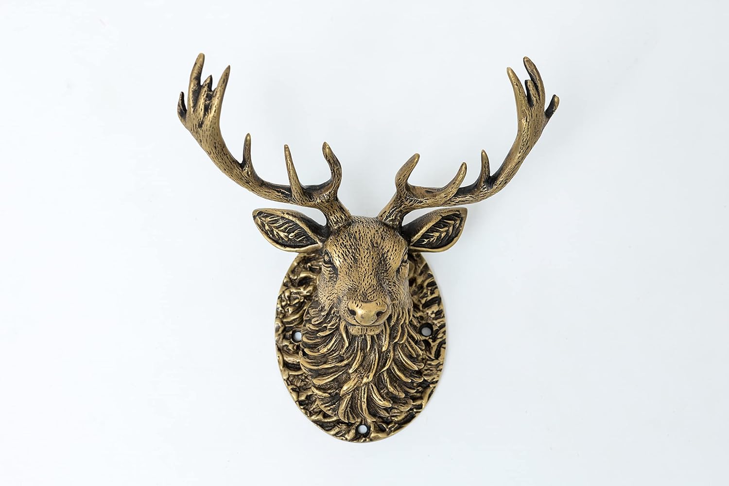 Highland Stag Door Knocker for Front Door | Polished Solid Brass Knockers Strike Plate | Composite | Front Door Furniture Brass bee
