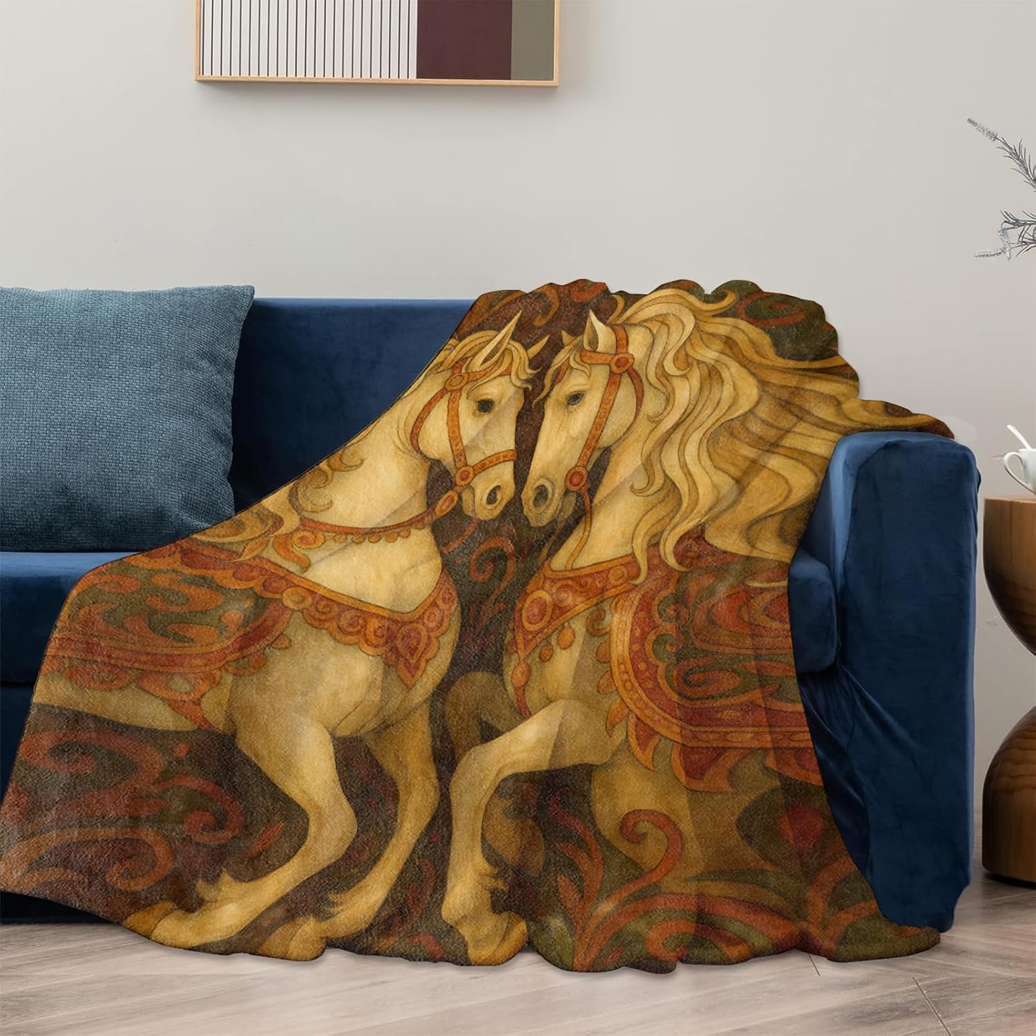 Retro Horse Blanket Gifts for Women Girls Boys Kids, Soft Warm Lightweight Flannel Animal Throw Blankets for Bedroom Living Room Home Sofa Decor 50" x 60", Vintage Throws - Image 2