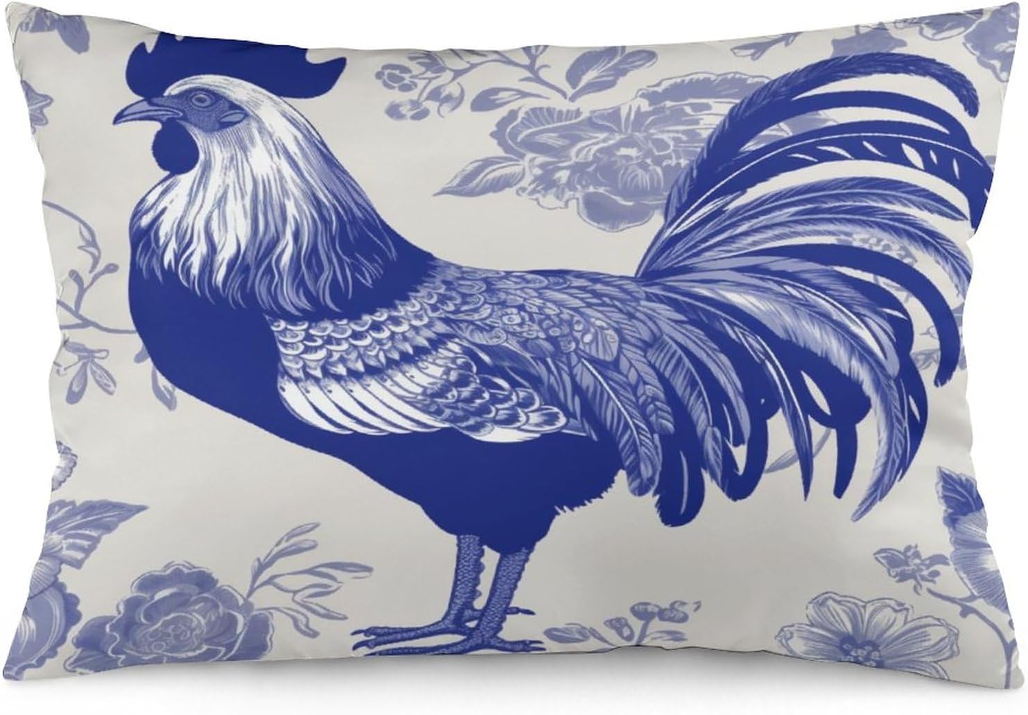 MaSiledy Pillow Bed Cover Cobalt Blue Farm Animals Rooster