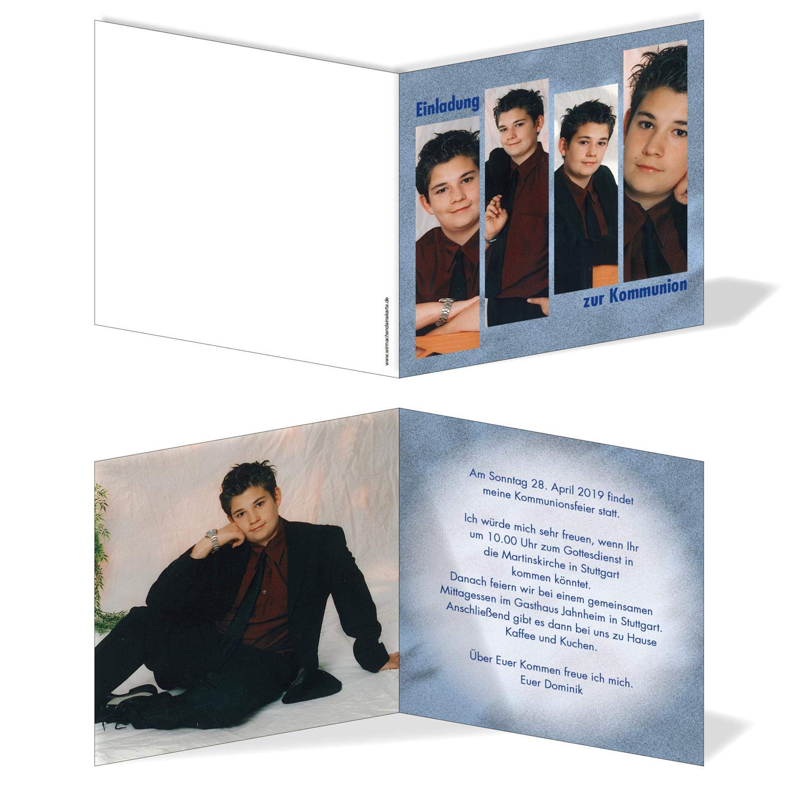 Cartons d'invitation pour communion et danse des images Bleu