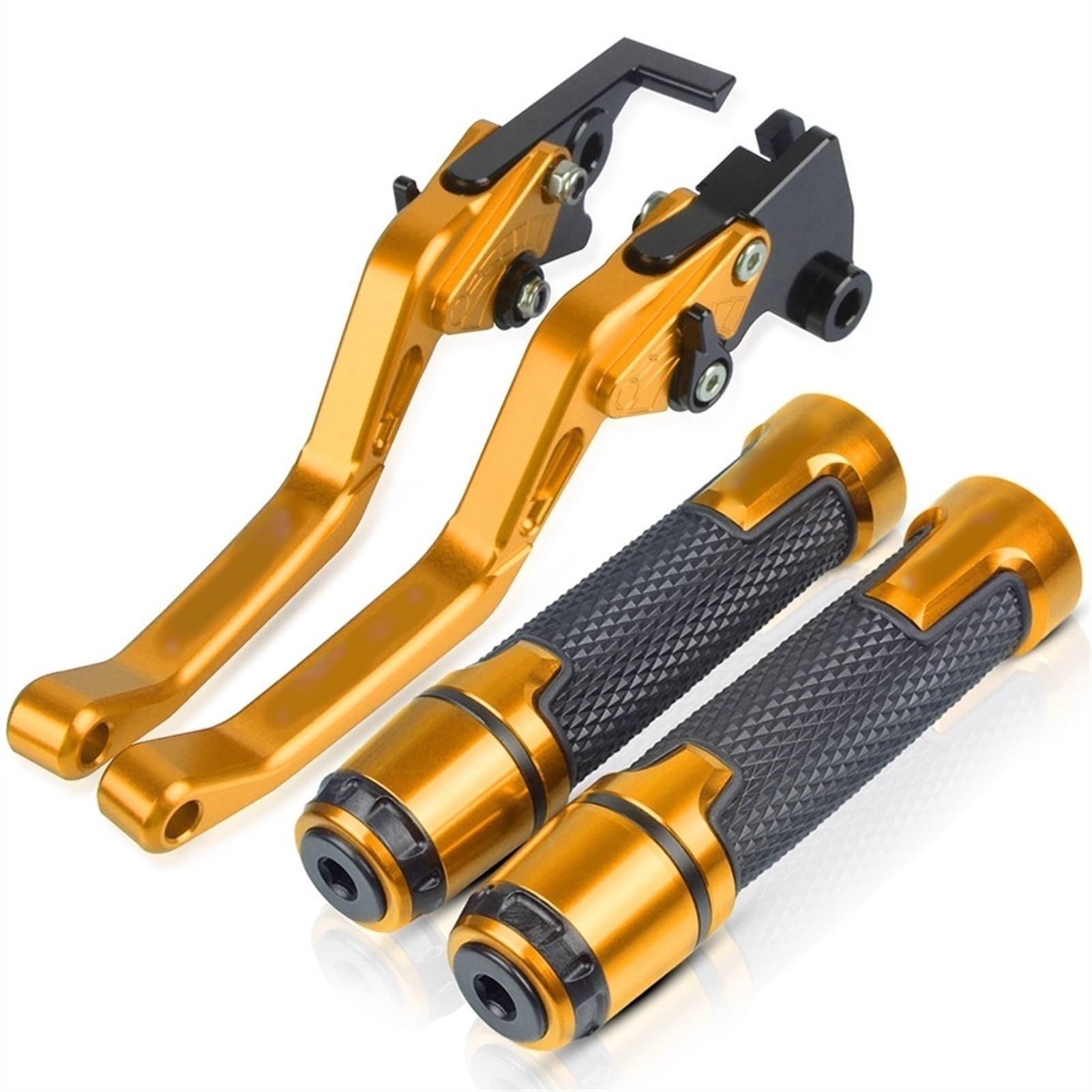 PIOYERG Compatible for Honda CB1100 GIO 2013 2014 2015 2016 Motorcycle Short Brake Clutch Levers Handle Grips Handlebar Ends Accessories CNC with (Gold)