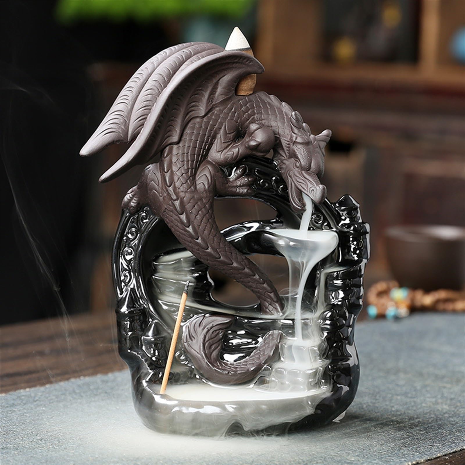 Ręcznie robione kadzidełko w stylu vintage smok ceramiczny palnik cofania kadzidełka dekoracja stołu do aromaterapii prezent dla domu (bez kadzidła) dekoracja