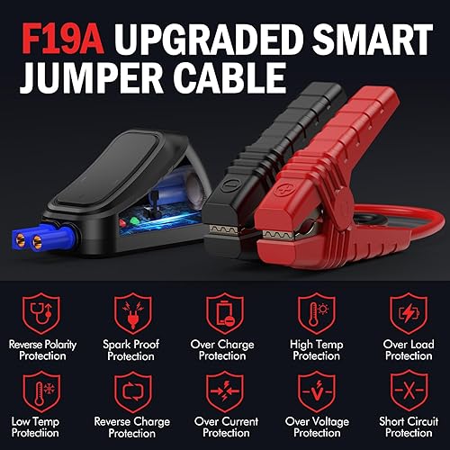 Miniatura 6 de DBPOWER Jump Starter - Arrancador de coche portátil de 2000 A para motores de gasolina de hasta 8.0 L y 6.5 L diésel, paquete de refuerzo de batería