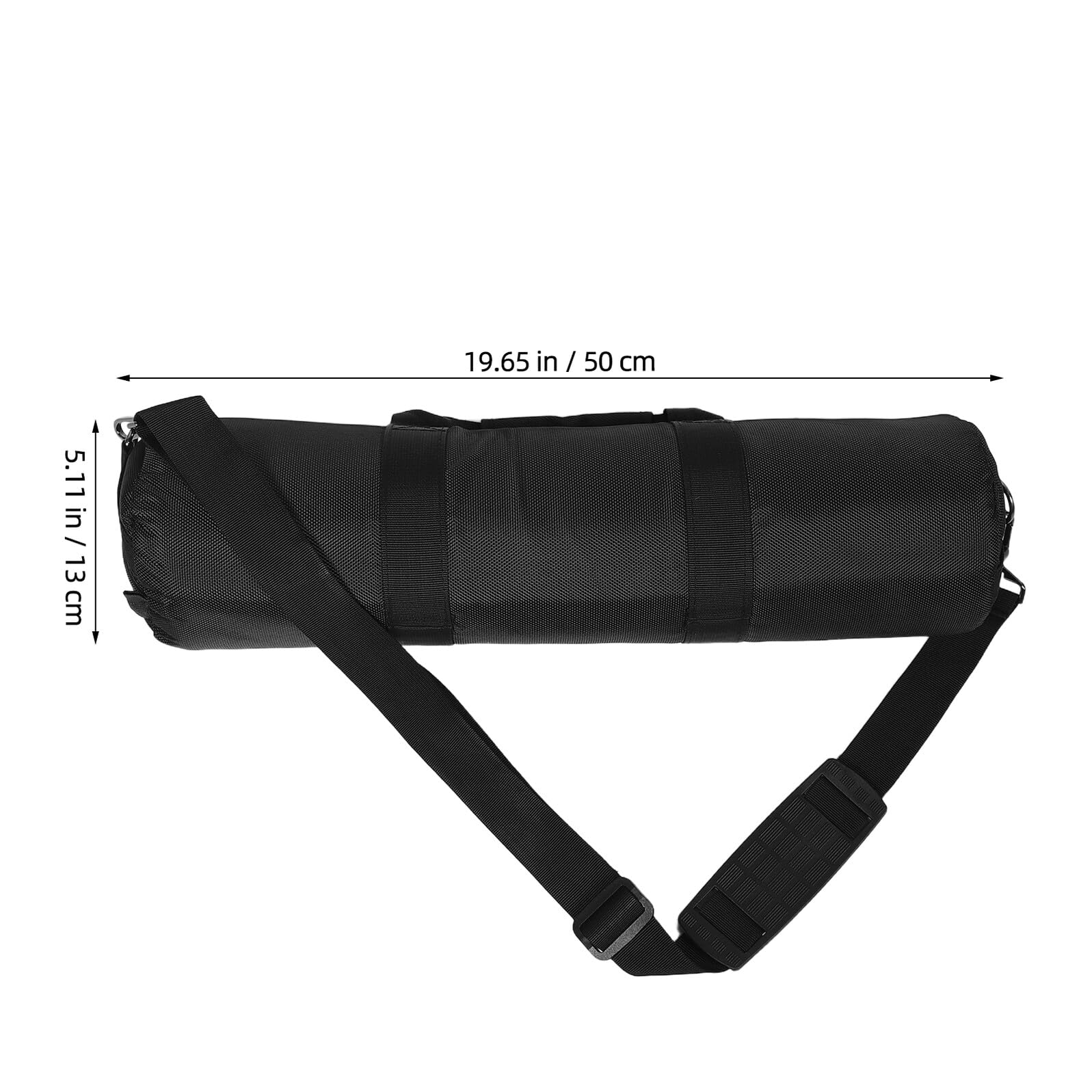 Borsa Cilindrica Nera 50x13cm per Supporto Spartiti Pieghevole | Scelta per Stand Piatti e Utilizzo in Viaggio, Tessuto Leggero, Tracolla Inclusa