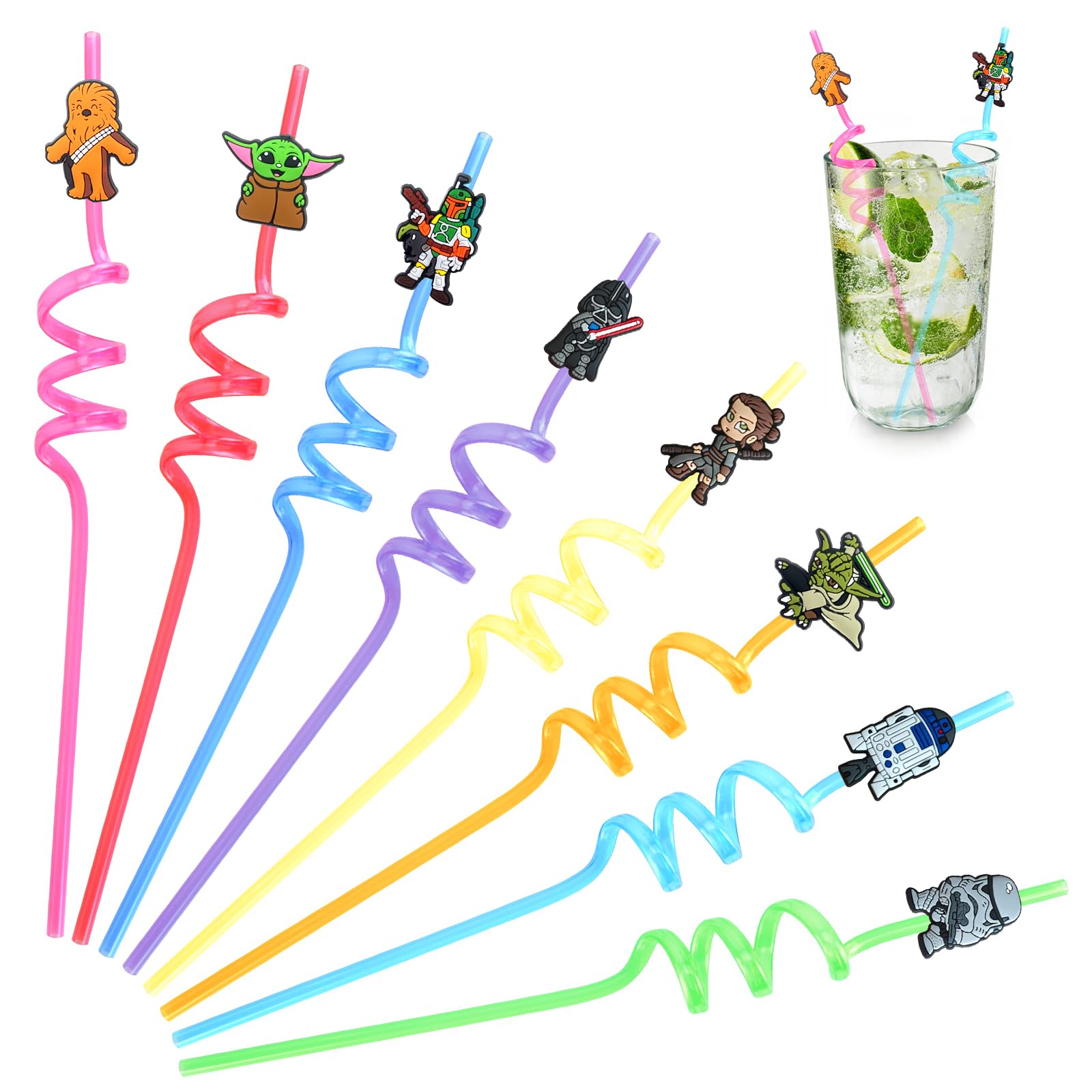 Tiuxiu 18 Pailles Spirales Animaux - Réutilisables, Mignonnes - Pour Anniversaires Enfants, Fêtes - Décoration Ludique