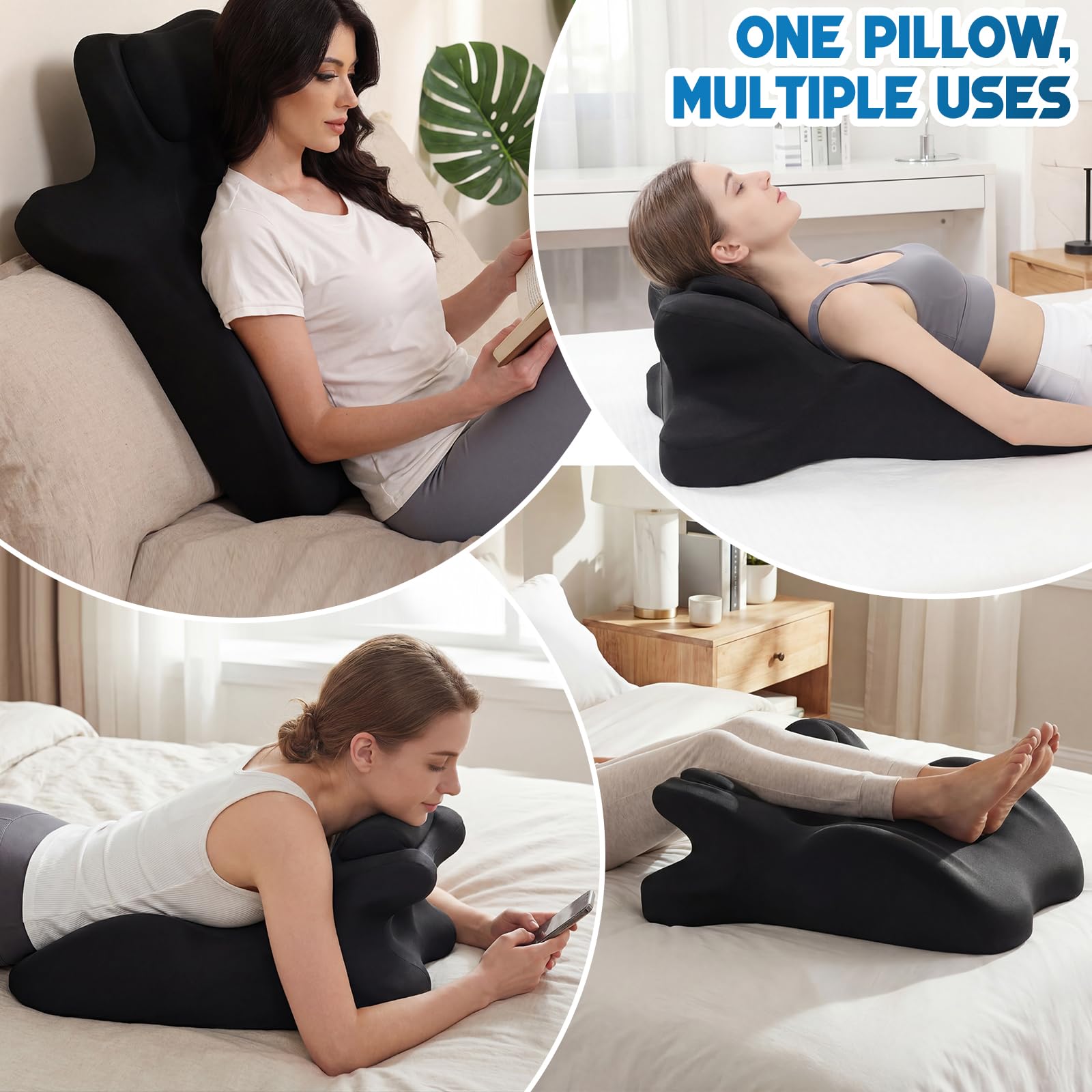 Oreiller Ergonomique à Mémoire de Forme 27° pour Couple – Soutien Parfait pour Intimité et Lecture, Soulagement du Dos, du Cou et des Jambes, Confort Multi-Positions, Housse Amovible