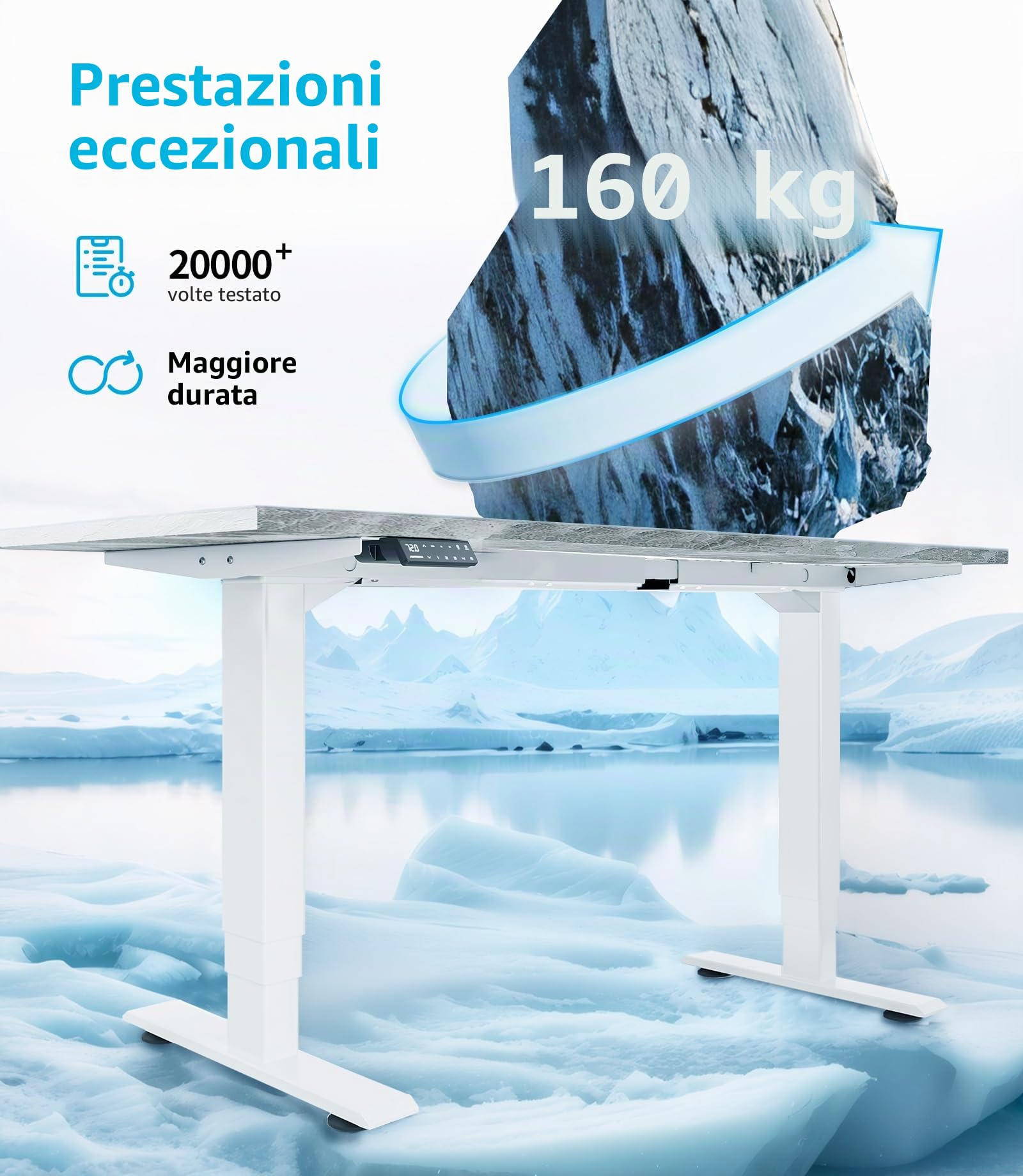 MAIDeSITe Scrivania Regolabile in Altezza con 2 Potenti Motori, 3 Livelli Telaio della Scrivania Elettrica Regolabile in Altezza e 4 Memorie e Funzione di Protezione Anti-collisione -T2 Pro Plus