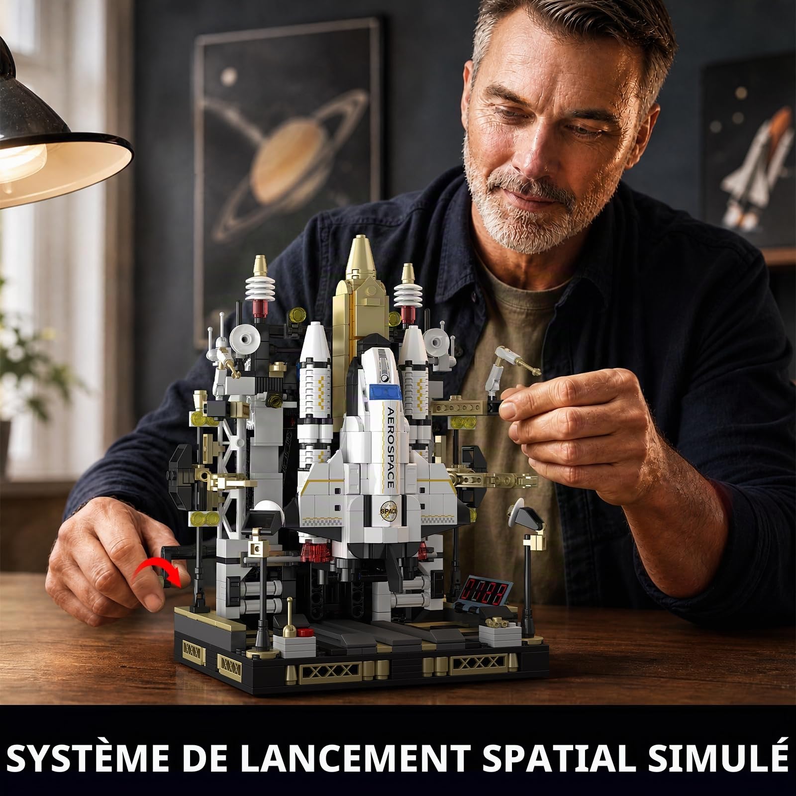 TYCOLE Navette Spatiale en Briques avec Base de Lancement, 920 Pièces
