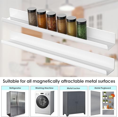 Miniatura 34 de NiHome Paquete de 2 estantes magnéticos de acrílico de 17 pulgadas para pizarra blanca, pantalla de imágenes grandes, elegantes estantes para Negro