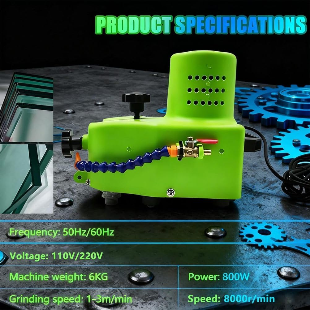 800W Electric Portable Small Edger for DIY Diamond Glass Art, Corner Grinding and Polishing, for Plane,Curve, and Rounded Edges