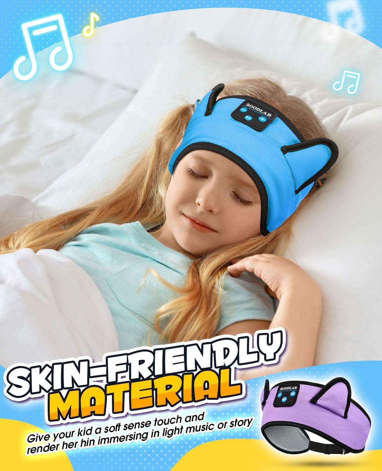 Boodlab Kids Headphones - Bluetooth Wireless and Wired Playback With 3.5 MM Jack, Stretchy & Comfy Headband for Children, Baby & Toddlers - School and Travel Accessories