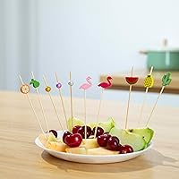 Vista 8 de PARTYHIPPO Paquete de 200 palillos de cóctel de bambú – Palillos de frutas tropicales de 4.7 pulgadas para aperitivos, frutas, queso, bebidas
