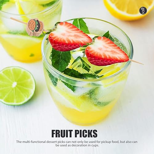 Miniatura 9 de Kichvoe 100 piezas de hamburguesa cóctel palillos de fruta de madera postre degustación palillos de dientes sándwich tapas aperitivos pinchos sushi